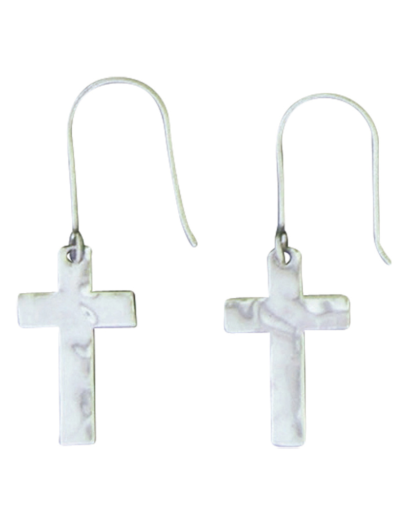 Hammered Cross Earrings 19mm