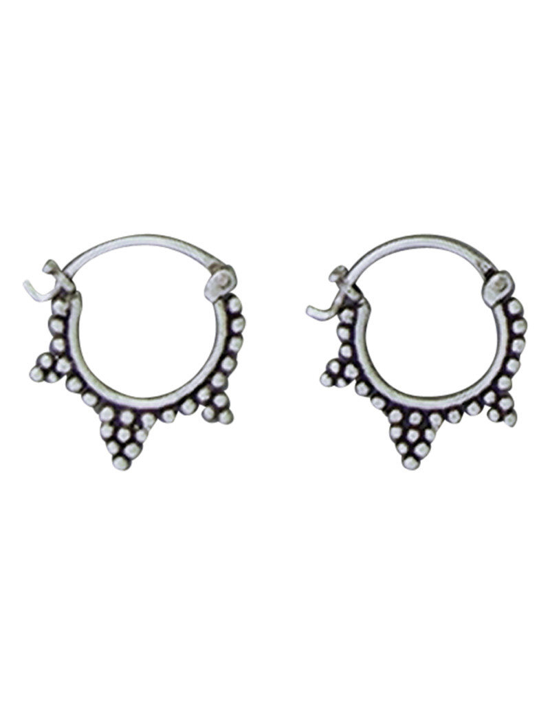 Sterling Silver Dotted Bali Design Hoop Earrings 18mm