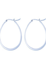Sterling Silver Flattened Oval Hoop Earrings 36mm