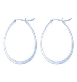 Flattened Oval Hoop Earrings 36mm