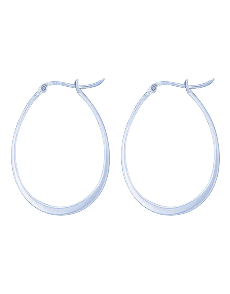 Flattened Oval Hoop Earrings 36mm