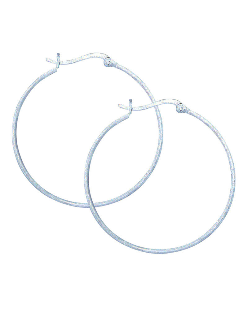 Sterling Silver 1.5mm Wide Round Hoop Earrings 40mm