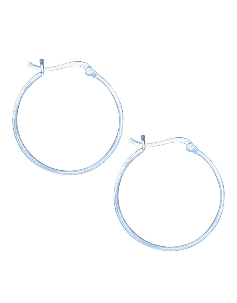 1.5mm Wide Round Hoop Earrings 30mm