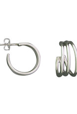 Sterling Silver 3/4 hoop 3-Bar Earrings 19mm