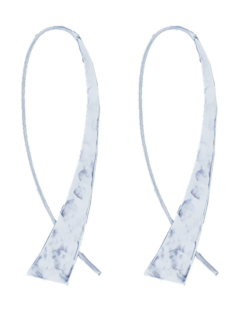 Sterling Silver Tapered Hammered Earrings 50mm