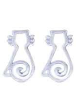 Sterling Silver Cat Stud Earrings 8.5mm