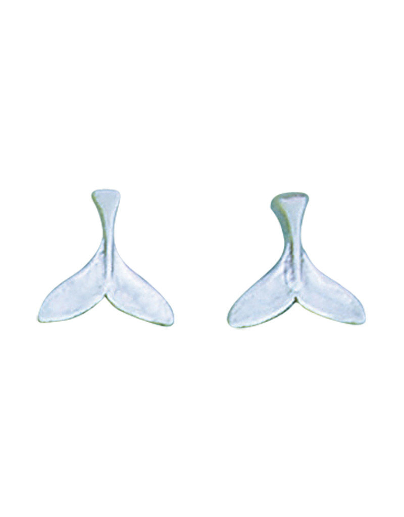 Sterling Silver Whale Tail Stud Earrings 10.5mm