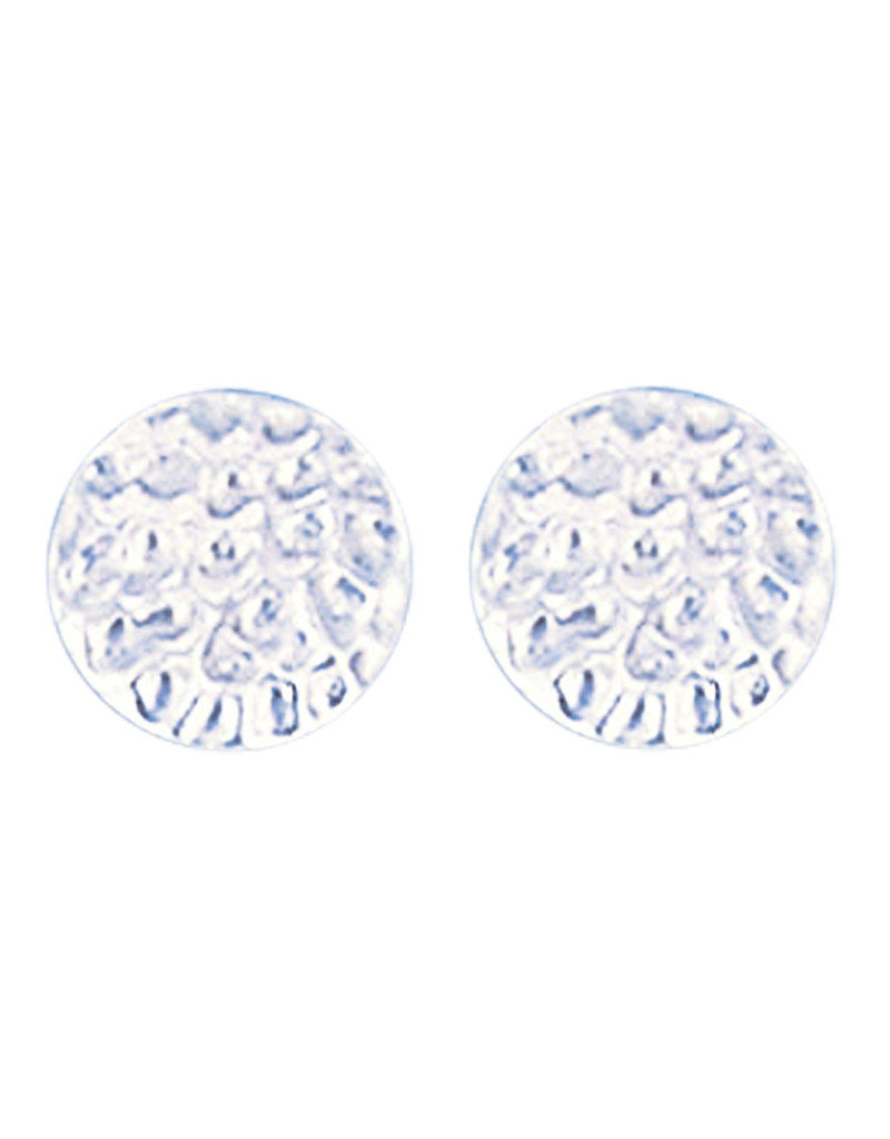 Sterling Silver Round Hammered Stud Earrings 10mm
