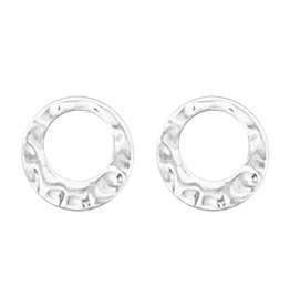 Hammered Circle Post Earrings 11mm