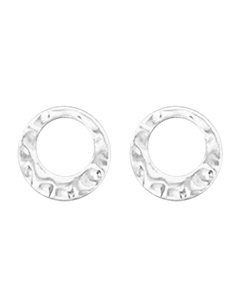Sterling Silver Hammered Circle Post Earrings 11mm