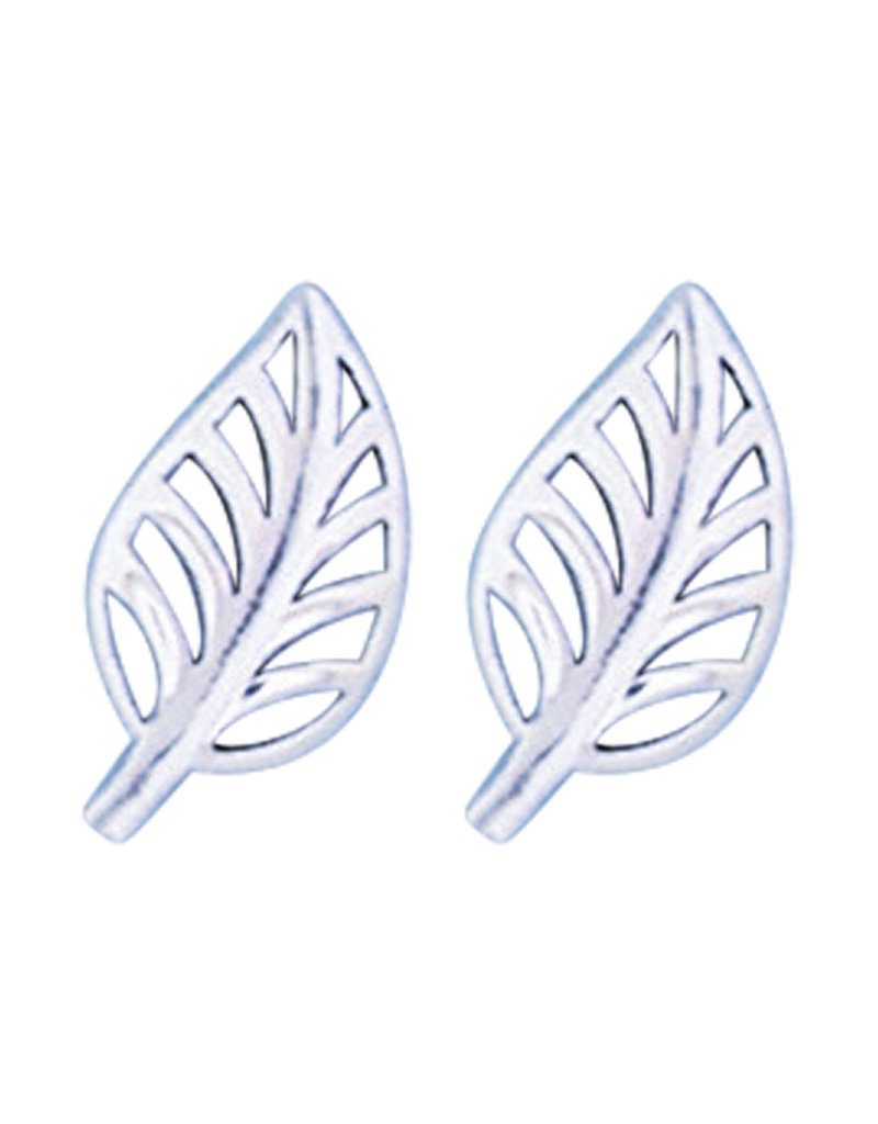 Sterling Silver Leaf Stud Earrings 15mm