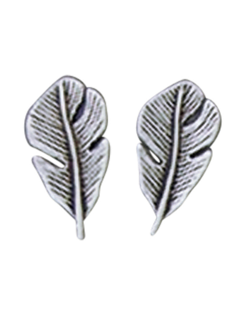 Sterling Silver Leaf Stud Earrings 14.5mm
