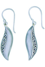 Sterling Silver Wavy Mother of Pearl Earrings 29mm