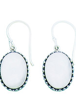 Sterling Silver Oval Mother of Pearl Earrings 17mm