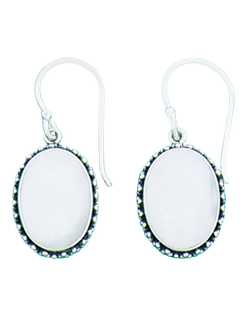 Sterling Silver Oval Mother of Pearl Earrings 17mm
