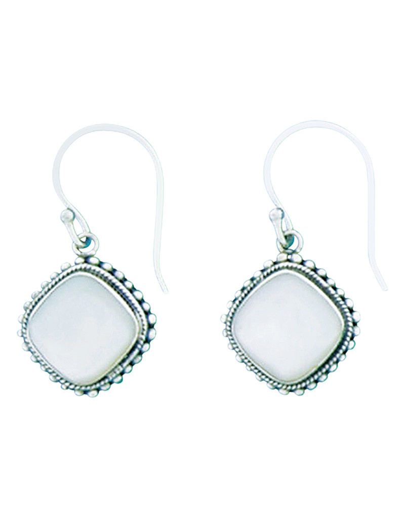 Cushion Mother of Pearl Earrings 15mm