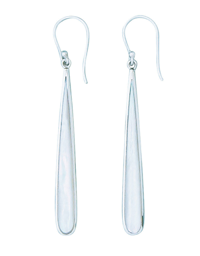 Sterling Silver Long Teardrop Mother of Pearl Earrings 48mm