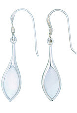 Sterling Silver Marquise Mother of Pearl Earrings 23mm