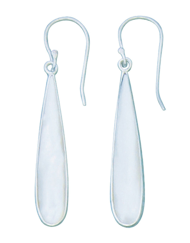 Sterling Silver Teardrop Mother of Pearl Earrings 35mm