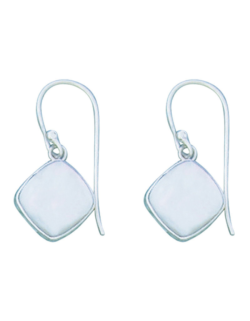 Sterling Silver Cushion Mother of Pearl Earrings 12mm