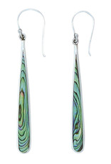 Sterling Silver Long Teardrop Abalone Earrings 48mm
