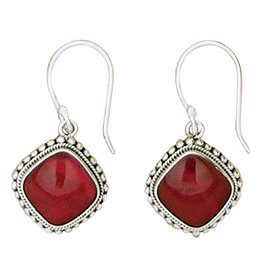 Cushion Coral Earrings 15mm