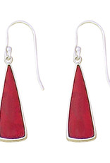 Sterling Silver Long Triangle Coral Earrings 22mm