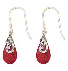 Teardrop Coral Earrings 18mm