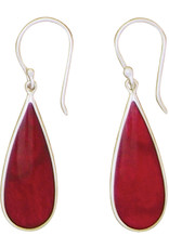 Sterling Silver Teardrop Coral Earrings 30mm