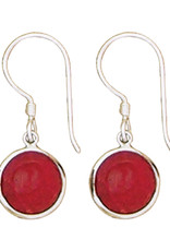 Sterling Silver Round Coral Earrings 11mm