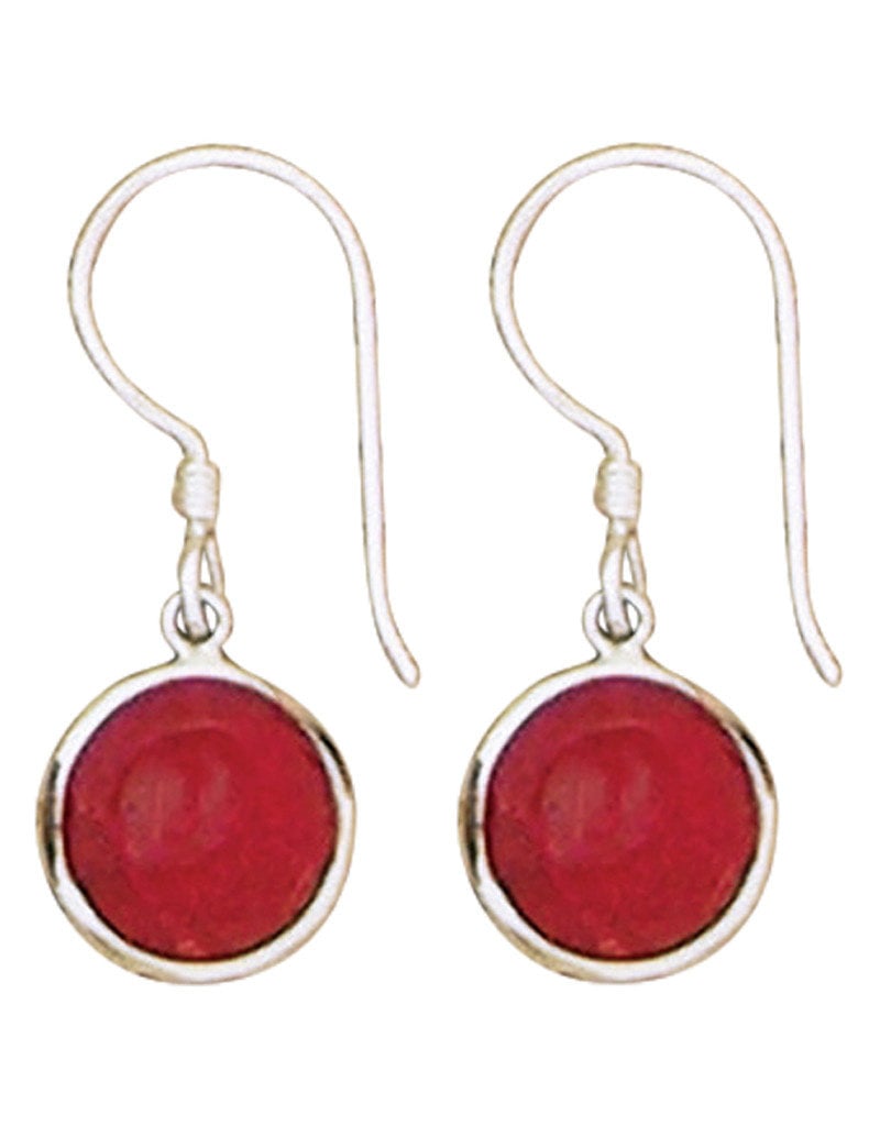 Sterling Silver Round Coral Earrings 11mm