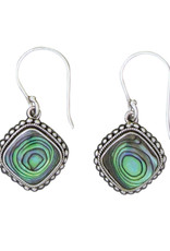 Sterling Silver Cushion Abalone Earrings 15mm