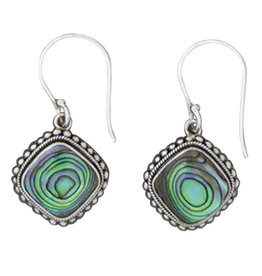 Cushion Abalone Earrings 15mm