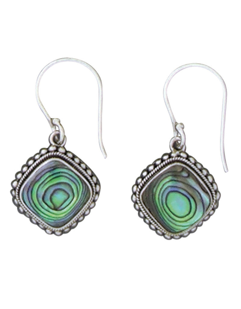 Sterling Silver Cushion Abalone Earrings 15mm