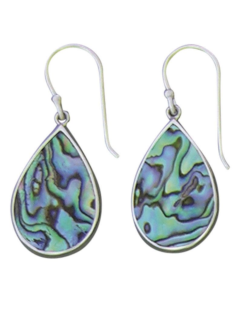 Sterling Silver Teardrop Abalone Earrings 24mm