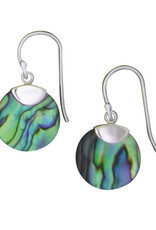 Sterling Silver Round Abalone Earrings 15mm