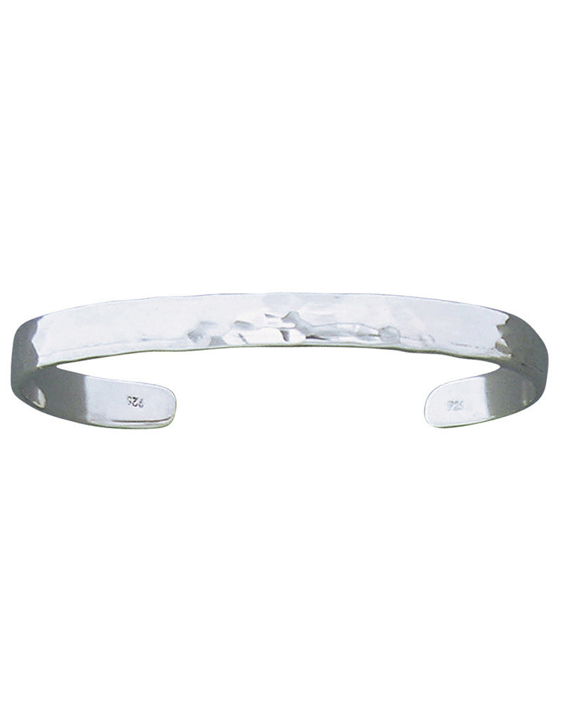 Sterling Silver 6mm Wide Hammered Cuff Bracelet