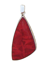 Sterling Silver Triangle Coral Pendant 39mm