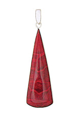 Sterling Silver Long Triangle Coral Pendant 46mm
