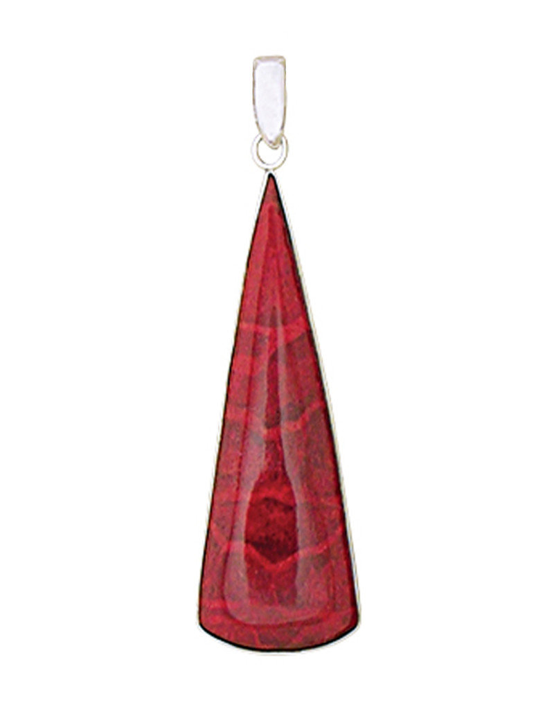 Sterling Silver Long Triangle Coral Pendant 46mm