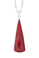 Sterling Silver Long Triangle Coral Pendant 46mm