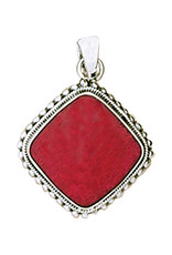 Sterling Silver Cushion Coral Pendant 22mm