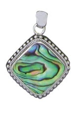 Sterling Silver Cushion Abalone Pendant 22mm