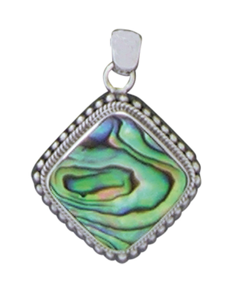 Sterling Silver Cushion Abalone Pendant 22mm