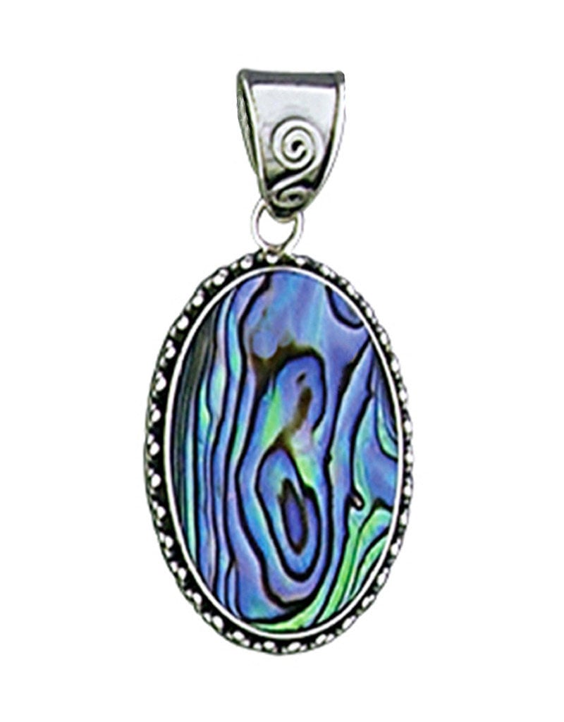 Sterling Silver Oval Abalone Pendant 24mm