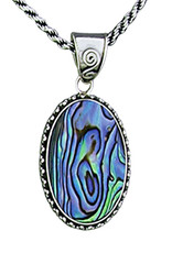 Sterling Silver Oval Abalone Pendant 24mm