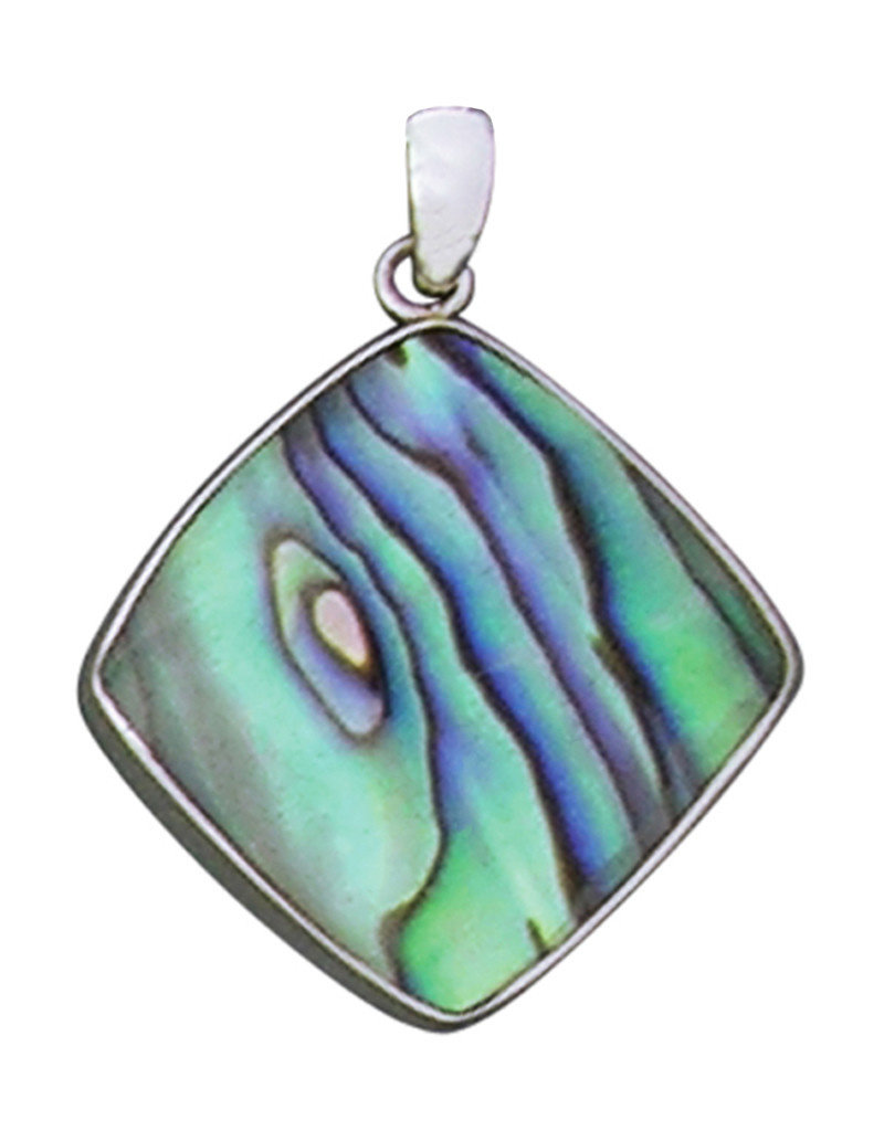 Sterling Silver Cushion Abalone Pendant 25mm