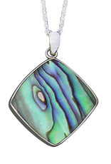 Sterling Silver Cushion Abalone Pendant 25mm