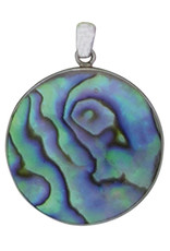 Sterling Silver Round Abalone Pendant 26mm
