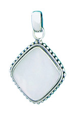 Sterling Silver Cushion Mother of Pearl Pendant 22mm